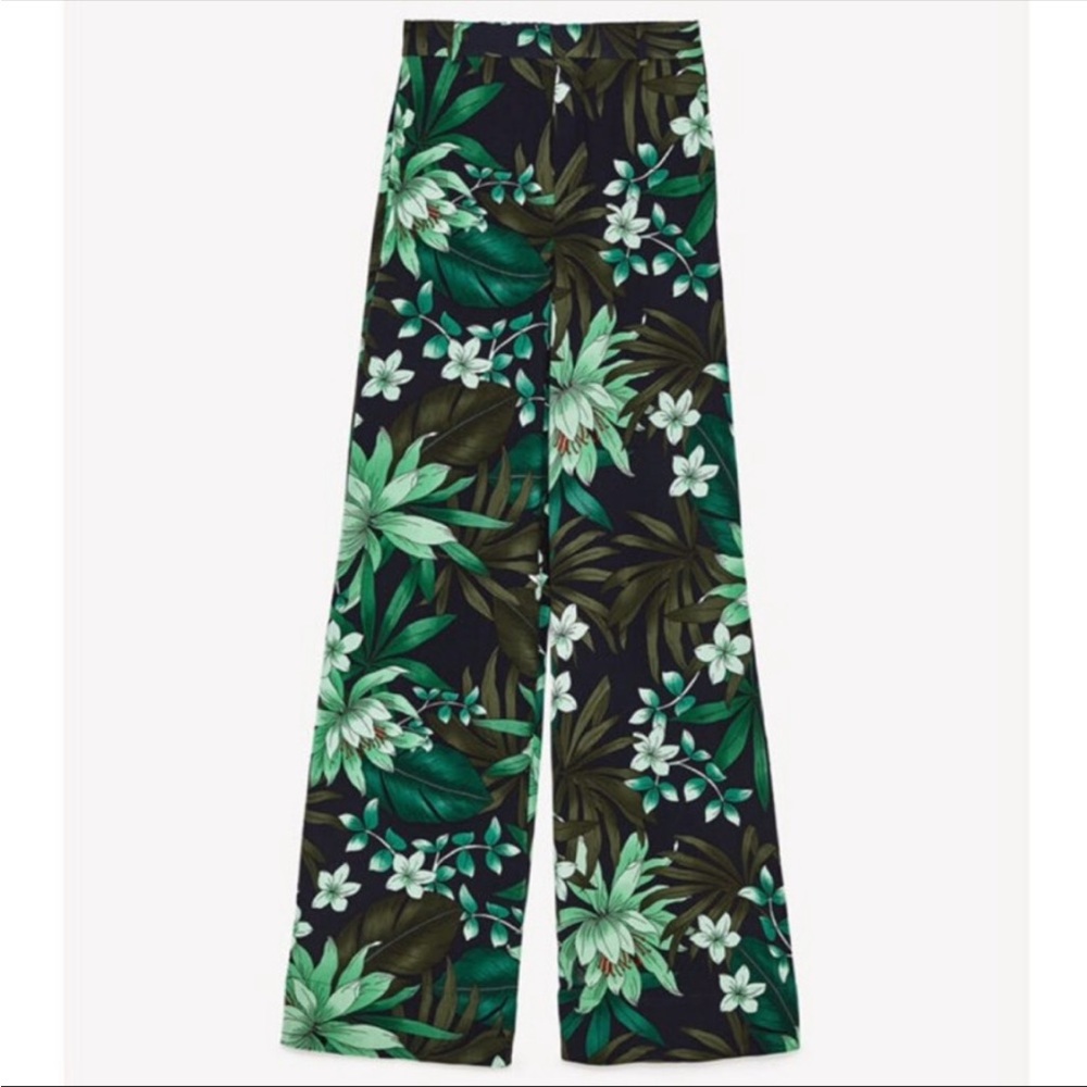 Zara Floral Print Palazzo Trouser XS